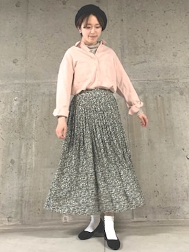 「ピンクシャツ」｜「アイテム（ハンチング/ベレー帽）」を使った、ｅ ｒ ｉ ．さん（レディース・160cm）の冬コーディネート