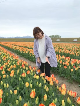 「LOWRYS FARM（ローリーズファーム）のアイテム（ポーチ）」を使った、ICO✭さん（レディース・163cm）の春コーディネート