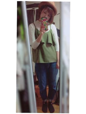 「shuca（シュカ）のアイテム（帽子）」を使った、koroღさん（レディース・159cm）の春コーディネート