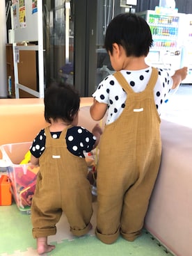 「アイテム（オールインワン・サロペット）」を使った、Hagiさん（キッズ・90cm）の秋コーディネート