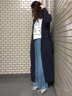 「niko and...（ニコアンド）のサンドウォッシュガウンコート【niko and ...】（その他アウター）」を使った、yuki06さん（レディース・156cm）の春コーディネート