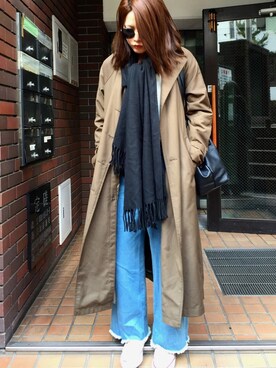 「おちびさん」｜「アイテム（トレンチコート）」を使った、yuki06さん（レディース・156cm）の冬コーディネート