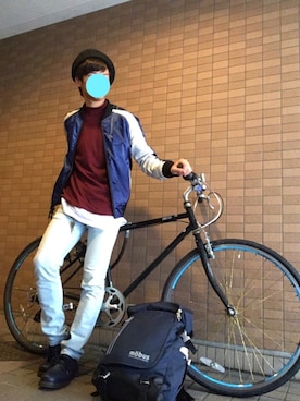 「mobus（モーブス）のアイテム（バッグ）」を使った、shogo🎩さん（メンズ・167cm）の冬コーディネート