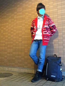 「mobus（モーブス）のアイテム（バッグ）」を使った、shogo🎩さん（メンズ・167cm）の冬コーディネート