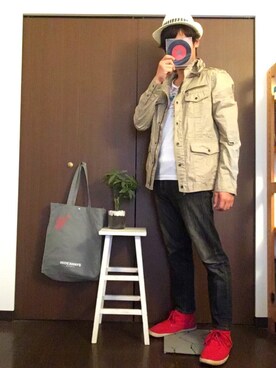 「BRONX（ブロンクス）のアイテム（帽子）」を使った、shogo🎩さん（メンズ・167cm）の春コーディネート