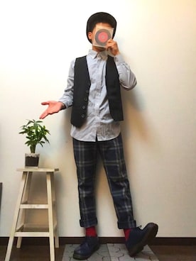 「ジレ」｜「アイテム（その他アウター）」を使った、shogo🎩さん（メンズ・167cm）の春コーディネート