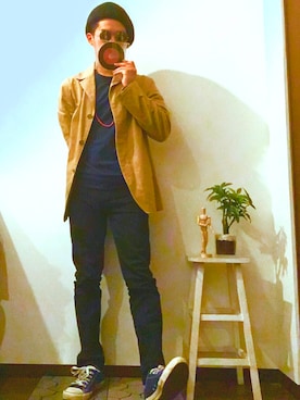 「丸サングラス」｜「アイテム（その他アウター）」を使った、shogo🎩さん（メンズ・167cm）の春コーディネート