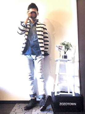 「ジージャン」｜「アイテム（ノーカラージャケット）」を使った、shogo🎩さん（メンズ・167cm）の春コーディネート