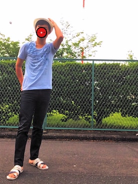 「BRONX（ブロンクス）のアイテム（帽子）」を使った、shogo🎩さん（メンズ・167cm）の夏コーディネート