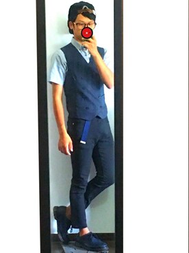 「ジレ」｜「アイテム（その他アウター）」を使った、shogo🎩さん（メンズ・167cm）の夏コーディネート