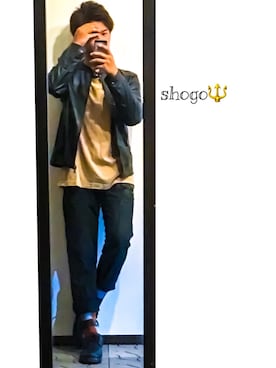 「靴下チラ見せ」｜「アイテム（ライダースジャケット）」を使った、shogo🎩さん（メンズ・167cm）の夏コーディネート