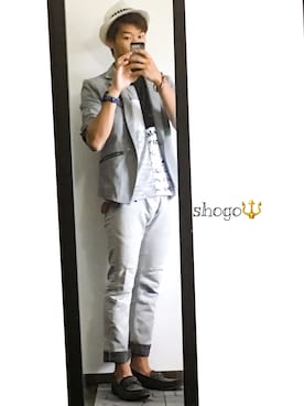 「BRONX（ブロンクス）のアイテム（帽子）」を使った、shogo🎩さん（メンズ・167cm）の夏コーディネート