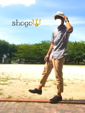 「BRONX（ブロンクス）のアイテム（帽子）」を使った、shogo🎩さん（メンズ・167cm）の夏コーディネート