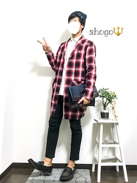 「GU（ジーユー）の（GU）スキニーフィットジーンズ（MEN ⁄ ジーンズ）」を使った、shogo🎩さん（メンズ・167cm）の秋コーディネート