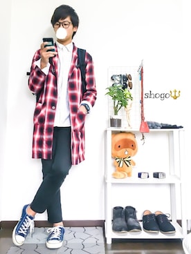 「GU（ジーユー）の（GU）スキニーフィットジーンズ（MEN ⁄ ジーンズ）」を使った、shogo🎩さん（メンズ・167cm）の秋コーディネート