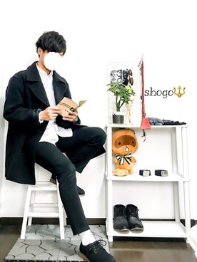 「靴下チラ見せ」｜「アイテム（ピーコート）」を使った、shogo🎩さん（メンズ・167cm）の秋コーディネート