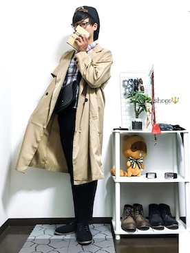 「ハンチング」｜「アイテム（トレンチコート）」を使った、shogo🎩さん（メンズ・167cm）の秋コーディネート