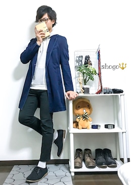 「GU（ジーユー）の（GU）スキニーフィットジーンズ（MEN ⁄ ジーンズ）」を使った、shogo🎩さん（メンズ・167cm）の冬コーディネート