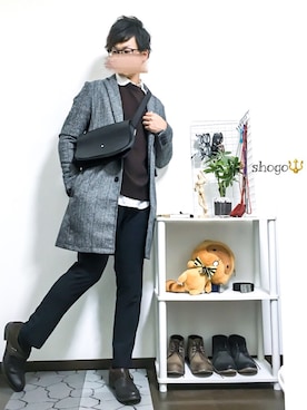 「improves（インプローブス）のアイテム（チェスターコート）」を使った、shogo🎩さん（メンズ・167cm）の冬コーディネート