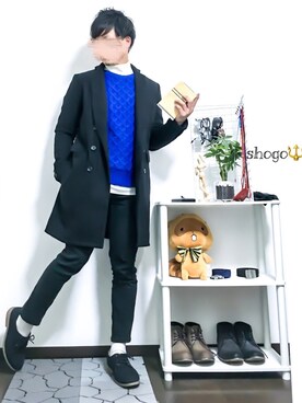 「improves（インプローブス）のアイテム（チェスターコート）」を使った、shogo🎩さん（メンズ・167cm）の冬コーディネート