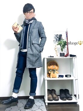 「improves（インプローブス）のアイテム（チェスターコート）」を使った、shogo🎩さん（メンズ・167cm）の冬コーディネート