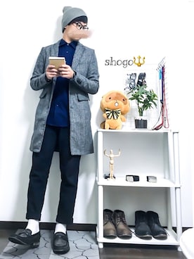 「improves（インプローブス）のアイテム（チェスターコート）」を使った、shogo🎩さん（メンズ・167cm）の冬コーディネート