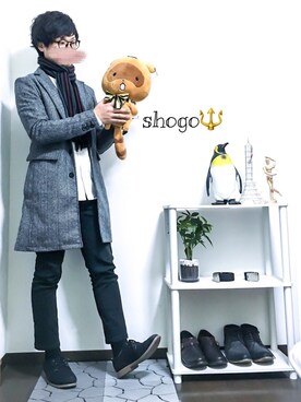 「improves（インプローブス）のアイテム（チェスターコート）」を使った、shogo🎩さん（メンズ・167cm）の冬コーディネート