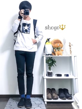「mobus（モーブス）のアイテム（バッグ）」を使った、shogo🎩さん（メンズ・167cm）の春コーディネート