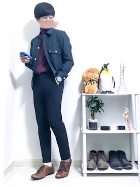 「タートルネックカットソー」｜「アイテム（ブルゾン）」を使った、shogo🎩さん（メンズ・167cm）の秋コーディネート