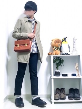 「Avail（アベイル）のアイテム（ステンカラーコート）」を使った、shogo🎩さん（メンズ・167cm）の秋コーディネート