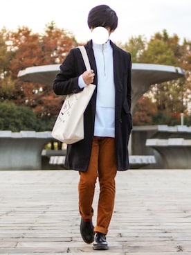 「improves（インプローブス）のアイテム（チェスターコート）」を使った、shogo🎩さん（メンズ・167cm）の秋コーディネート