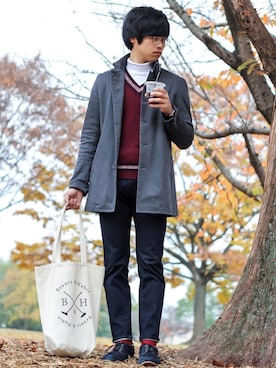 「タートルネックカットソー」｜「アイテム（その他アウター）」を使った、shogo🎩さん（メンズ・167cm）の冬コーディネート