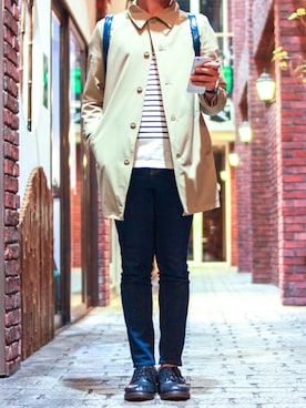 「Avail（アベイル）のアイテム（ステンカラーコート）」を使った、shogo🎩さん（メンズ・167cm）の春コーディネート