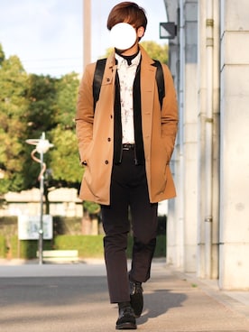 「柄シャツコーデ」｜「アイテム（ジャケット/アウター）」を使った、shogo🎩さん（メンズ・167cm）の冬コーディネート