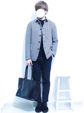 「アイテム（スラックス、ブルー系）」を使った、shogo🎩さん（メンズ・167cm）の春コーディネート