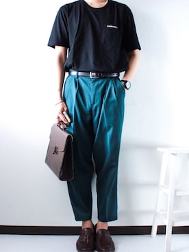 「NICOLE CLUB FOR MEN（ニコルクラブフォーメン）の編み込みスリップオンシューズ（スリッポン）」を使った、shogo🎩さん（メンズ・167cm）の夏コーディネート