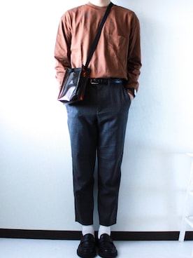 「JUNRED（ジュンレッド）のアイテム（ショルダーバッグ）」を使った、shogo🎩さん（メンズ・167cm）の夏コーディネート