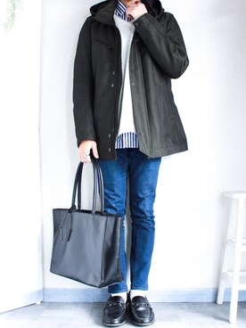 「GU（ジーユー）の（GU）スキニーフィットジーンズ（MEN ⁄ ジーンズ）」を使った、shogo🎩さん（メンズ・167cm）の冬コーディネート