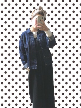 「BEAMS BOY（ビームスボーイ）のアイテム（デニムジャケット）」を使った、あいぴさん（レディース・153cm）の冬コーディネート