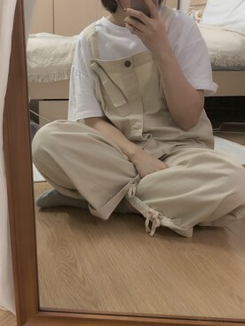 「基础款」｜「アイテム（オールインワン・サロペット）」を使った、honcacaさん（レディース・162cm）の秋コーディネート