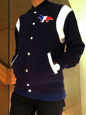 「Maison Kitsune（メゾンキツネ）のアイテム（スタジャン）」を使った、NORIさん（メンズ・169cm）の秋コーディネート