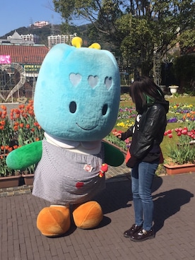 「モンクシューズ」｜「アイテム（ライダースジャケット）」を使った、maple-chanさん（レディース・154cm）の春コーディネート