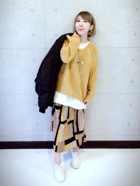 「毛衣」｜「アイテム（ワンピース/ドレス）」を使った、Joy Wuさん（レディース・158cm）の冬コーディネート