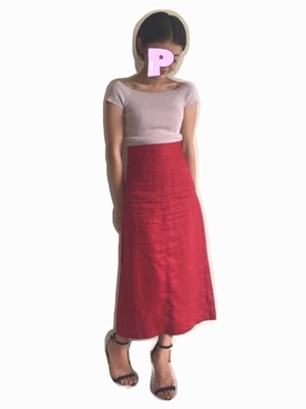 パッチポケットリネンタイトスカートを使った人気ファッション ...