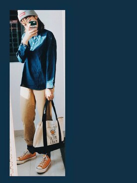 「MONKI（モンキ）のアイテム（帽子）」を使った、モウさん（レディース・176cm）の冬コーディネート