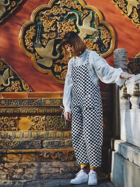 「MONKI（モンキ）のアイテム（オールインワン・サロペット）」を使った、モウさん（レディース・175cm）の春コーディネート