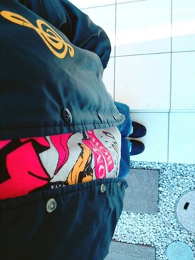 「MERLOT（メルロー）のカットオフフリンジデニムワイドパンツ540-6527（デニムパンツ、ブルー系）」を使った、まろすけさん（レディース）の冬コーディネート