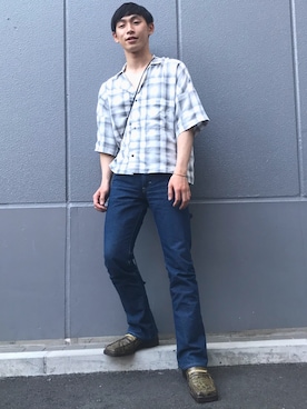 「MARTINE ROSE（マーティンローズ）のアイテム（ローファー）」を使った、よっきさん（メンズ・169cm）の春コーディネート