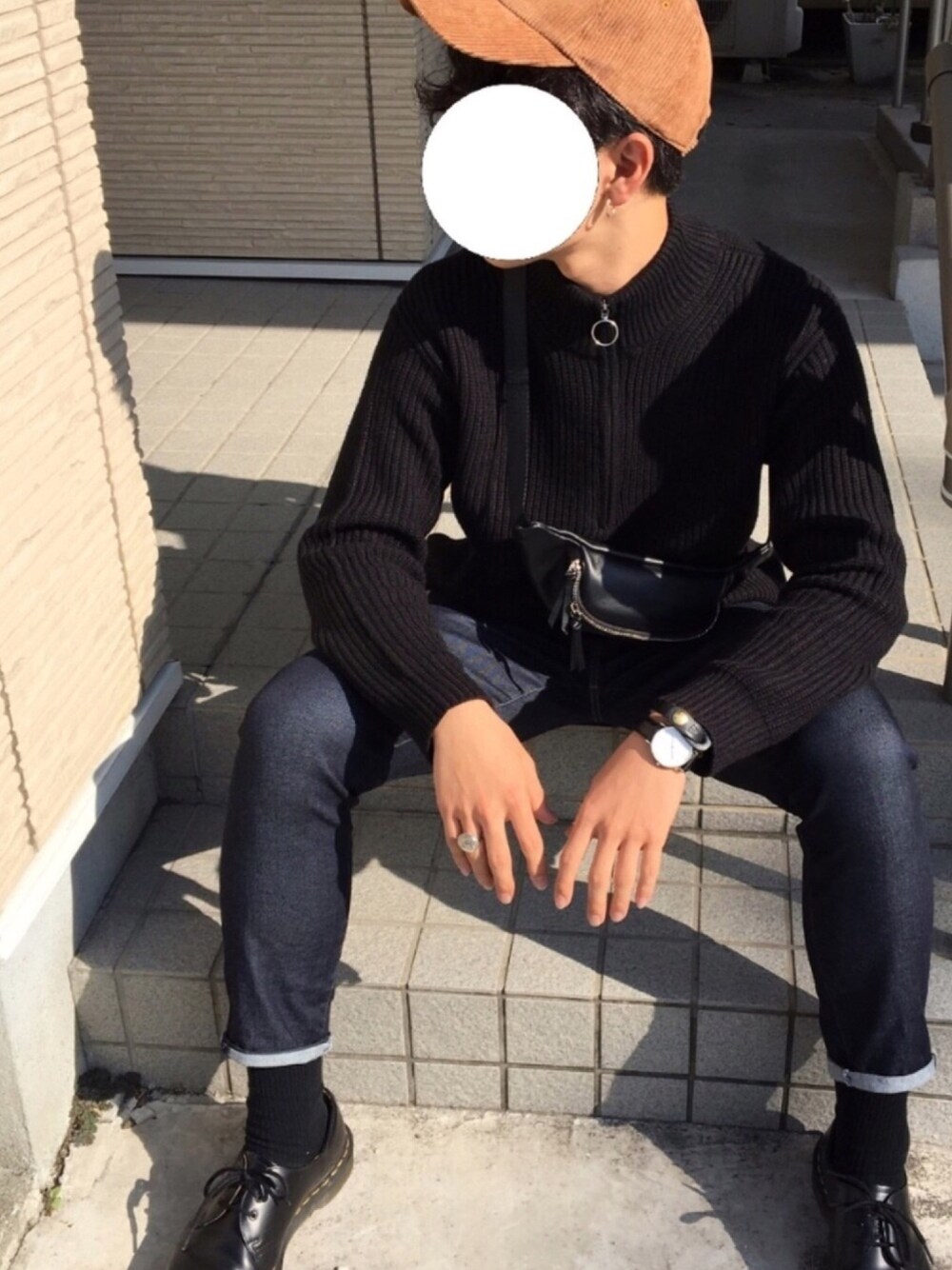 「usedのアイテム（キャップ、オレンジ系）」を使った、キーパーさん（メンズ・173cm）の秋コーディネートの1枚目の写真