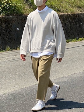 「stein（シュタイン）のアイテム（スウェット）」を使った、キーパーさん（メンズ・173cm）の春コーディネート